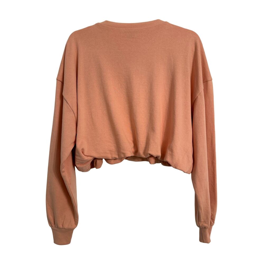 Wild Fable NWOT Cropped Bubble Hem Cozy Sweatshirt‎ Women's M Peach Athleisure - Picture 2 of 12
